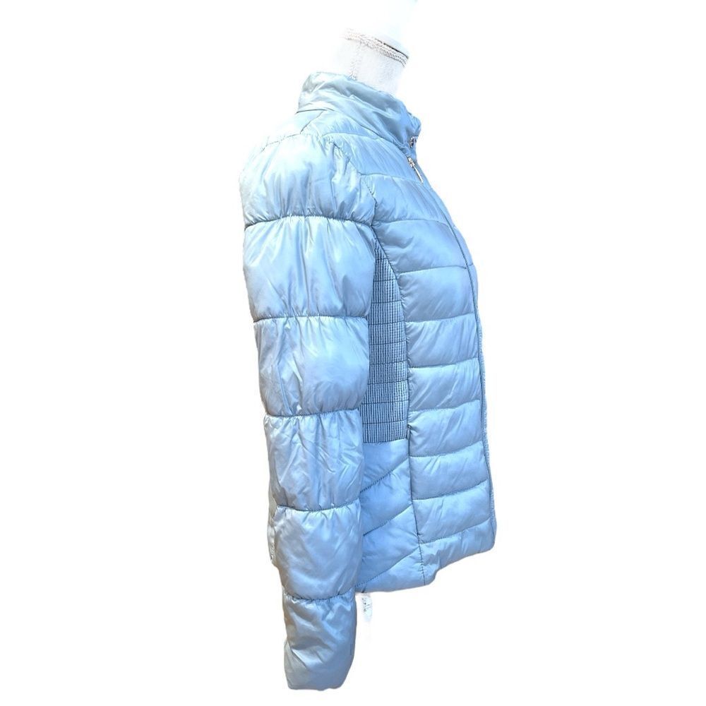Via Spiga Ice Blue Smocked Quilted Puffer Jacket Size S - Picture 8 of 12
